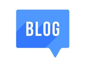 Graphic: blue colored pop-up comment icon with the word "Blog" in white text in the center.