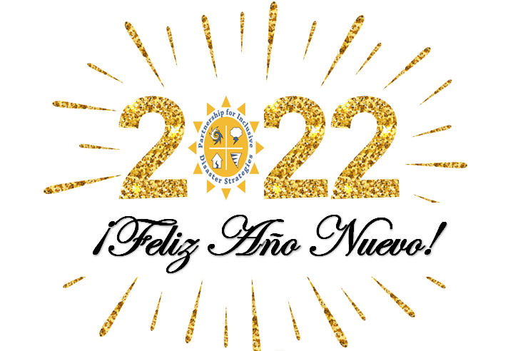 Gráfico de texto: "¡Feliz Año Nuevo 2022!" El cero en 2022 es el logotipo del sol de El Partnership.