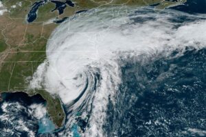 Satellite image of Hurricane Ian system near the coast of South Carolina.