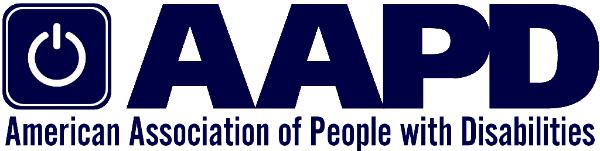 Logo for the American Association of People with Disabilities (AAPD).