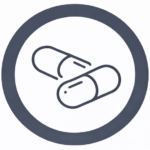 Image of a circular icon containing two overlapping pill capsules in the center.